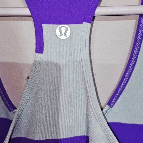 Lululemon Cool Racerback A Bold Stripe Power Purple Size 6-8 - Picture 6 of 6